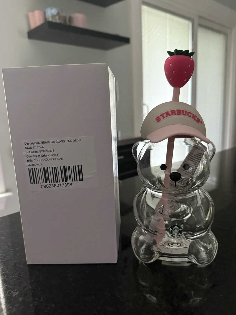 Starbucks Pink Bearista Glass Cup